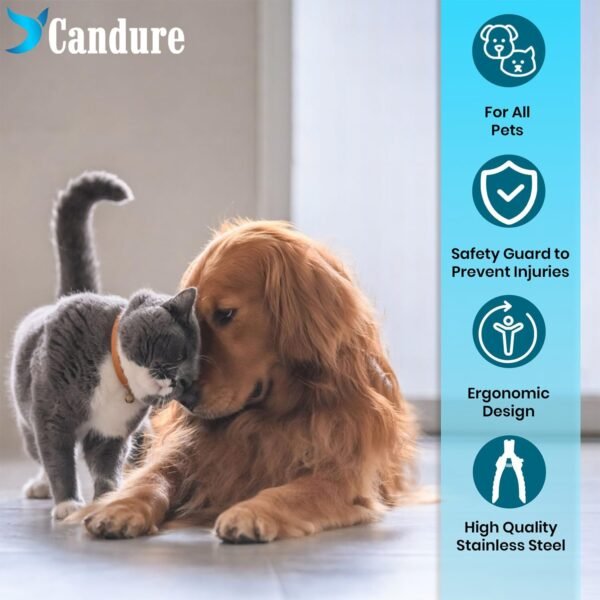 Candure Dog Nail Clippers - Professional Pet Nail Clipper for Dogs, Cats, Rabbits & More | Safety Lock & Protective Guard (6") - Image 6