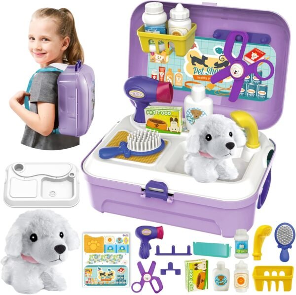 HERSITY Kids Vet Kit - 16-Piece Pet Care Role Play Set for Ages 3-5